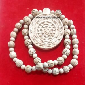 Shree Yantra Locket With Lotus Cutting Tulsi Bead Mala